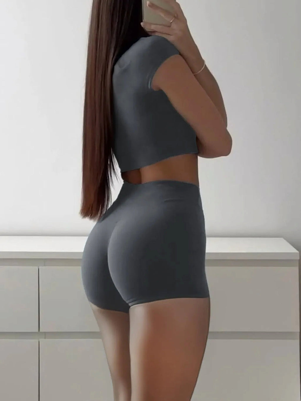 Short Sleeve Crop Top and Shorts Set - enhanced image 10