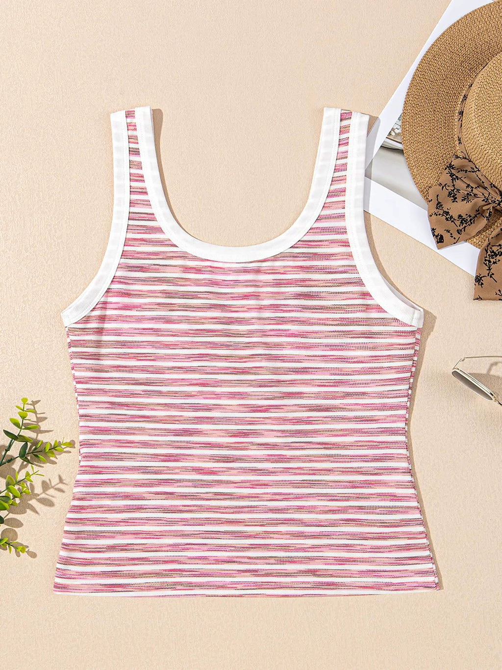 Striped Scoop Neck Tank Top - enhanced image 10