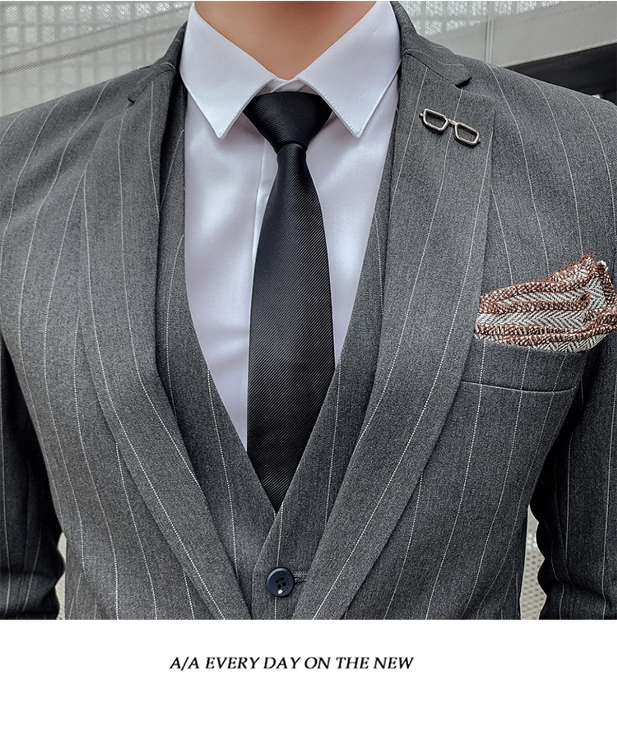 Striped Suit Men's Korean Style Small Suit Professional Business Suit - enhanced image 10