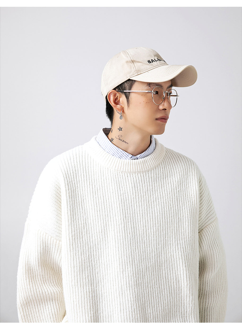 Thick Needle Sunken Stripe Texture Sweater Men's Autumn And Winter Solid Color Coat - enhanced image 10