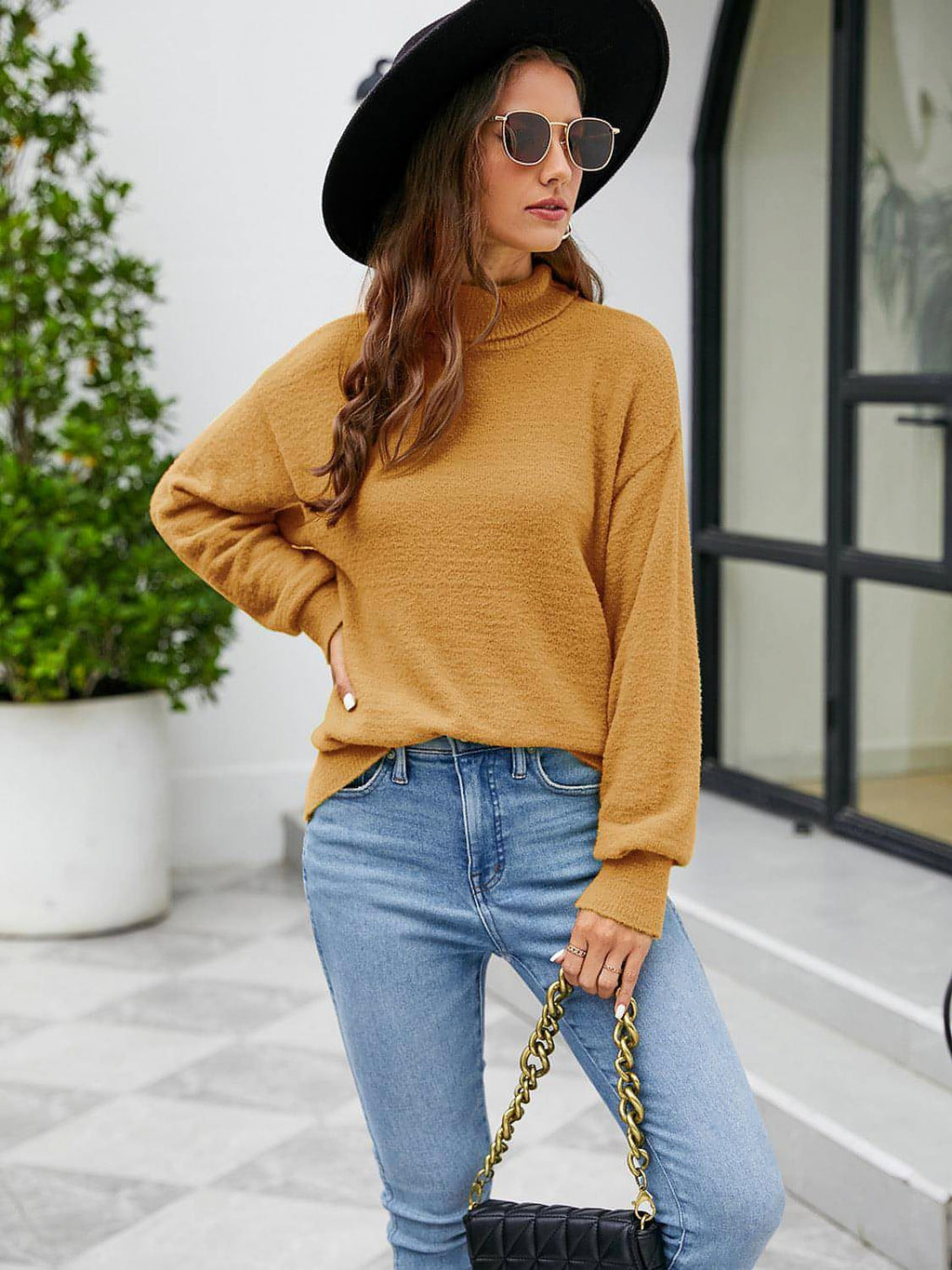 Turtleneck Dropped Shoulder Sweater - enhanced image 10