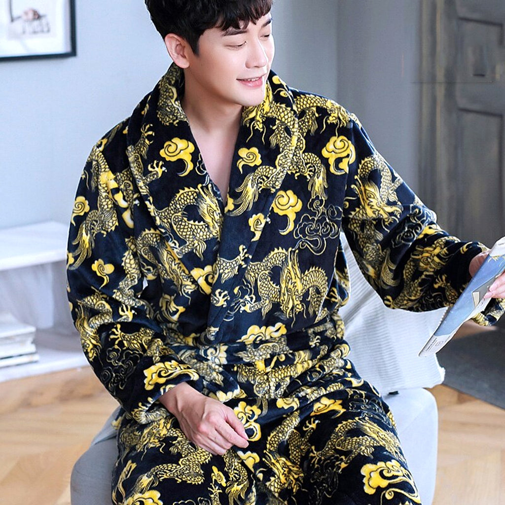 Winter Bathrobe Coral Fleece Couple Pajamas - enhanced image 10