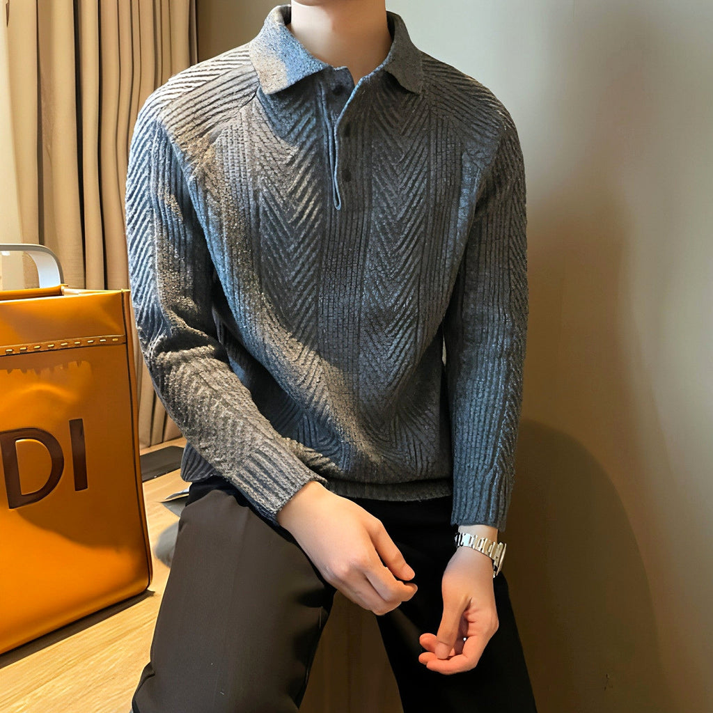 Winter Thermal Base Pullover Men's Sweater Casual Polo Collar Polo Shirt - enhanced image 10