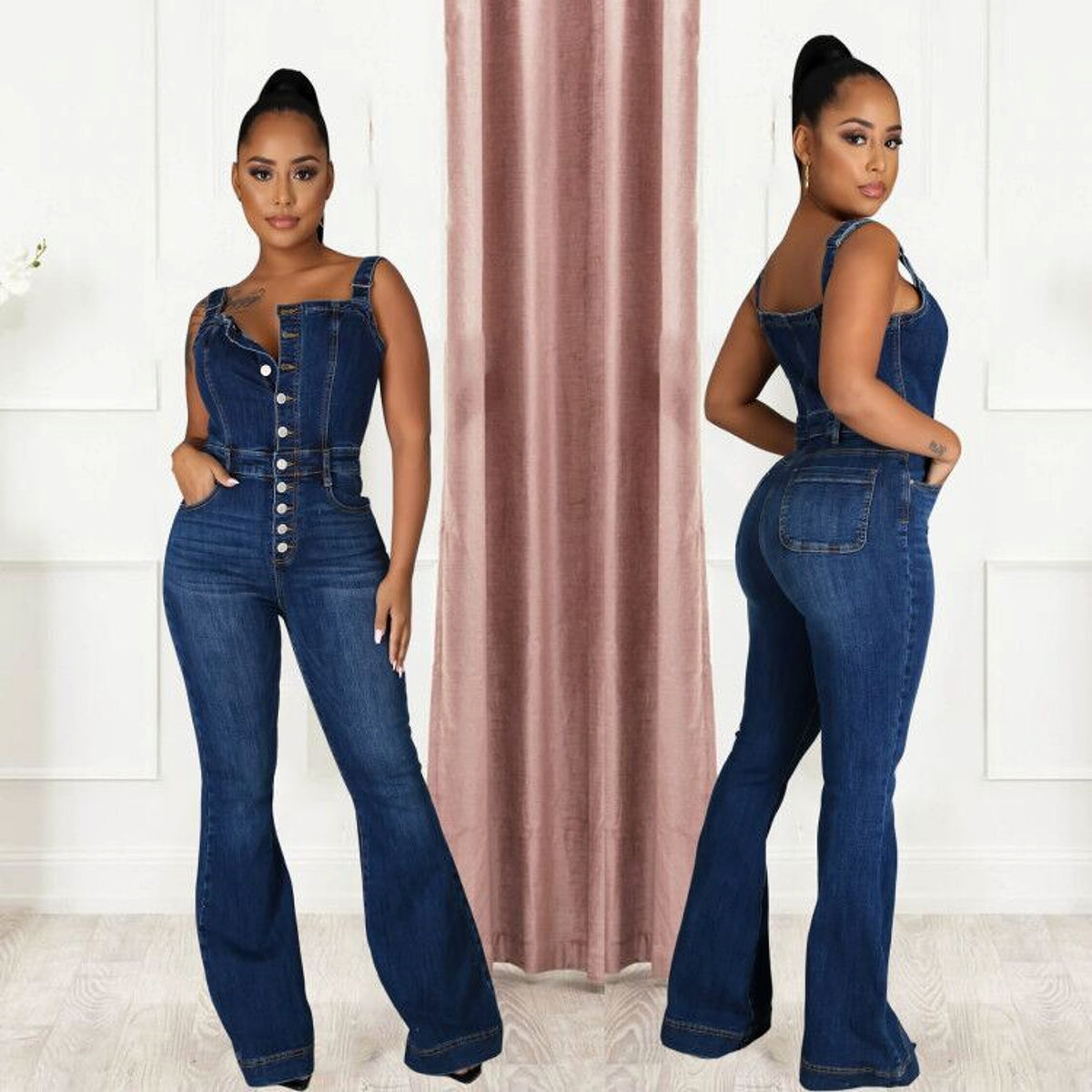 Women's Fashion Casual Denim Jumpsuit - enhanced image 10