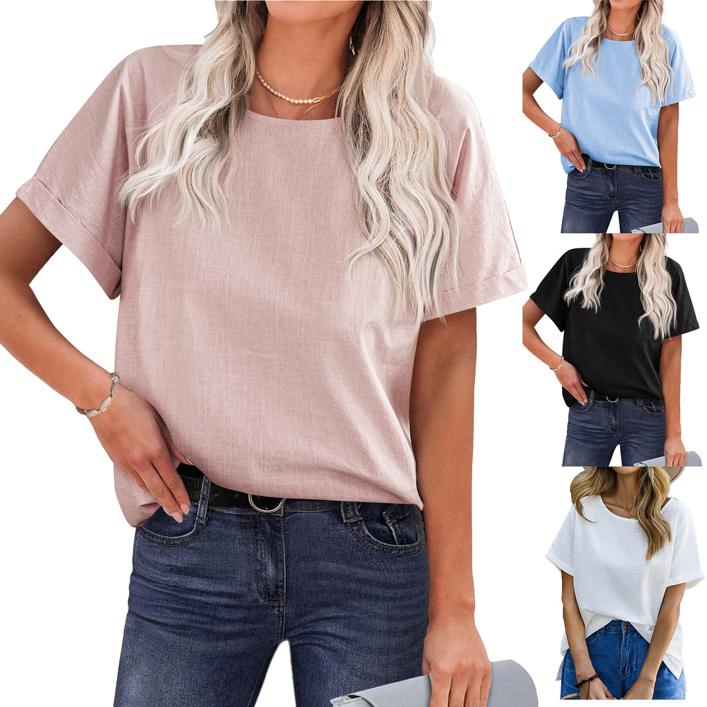 Women's Shirt Short-sleeved Cotton And Linen Top T-Shirt - enhanced image 10