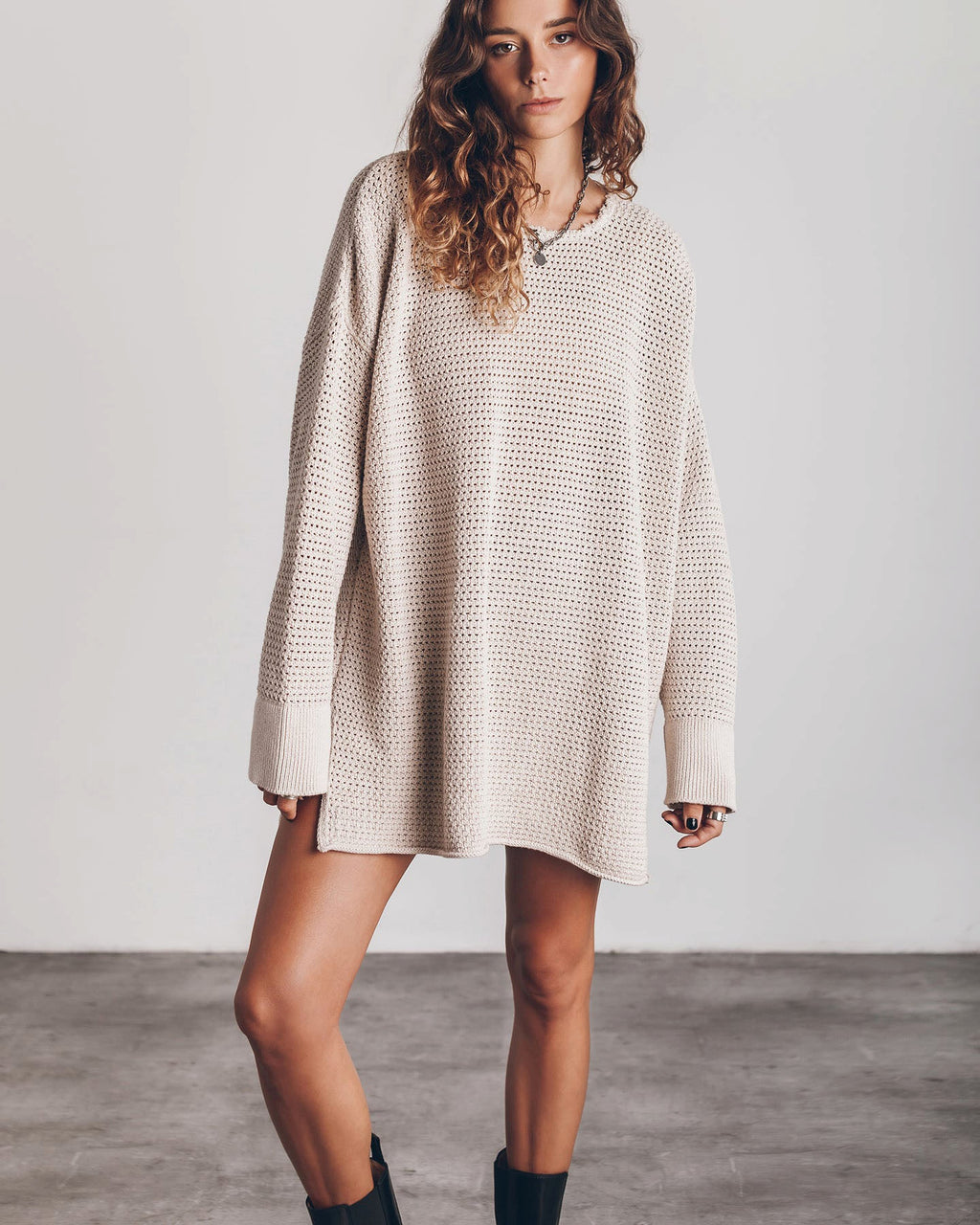 A.1 Women's Twist Thread Loose All-match Round Neck Sweater Dress - enhanced image 10