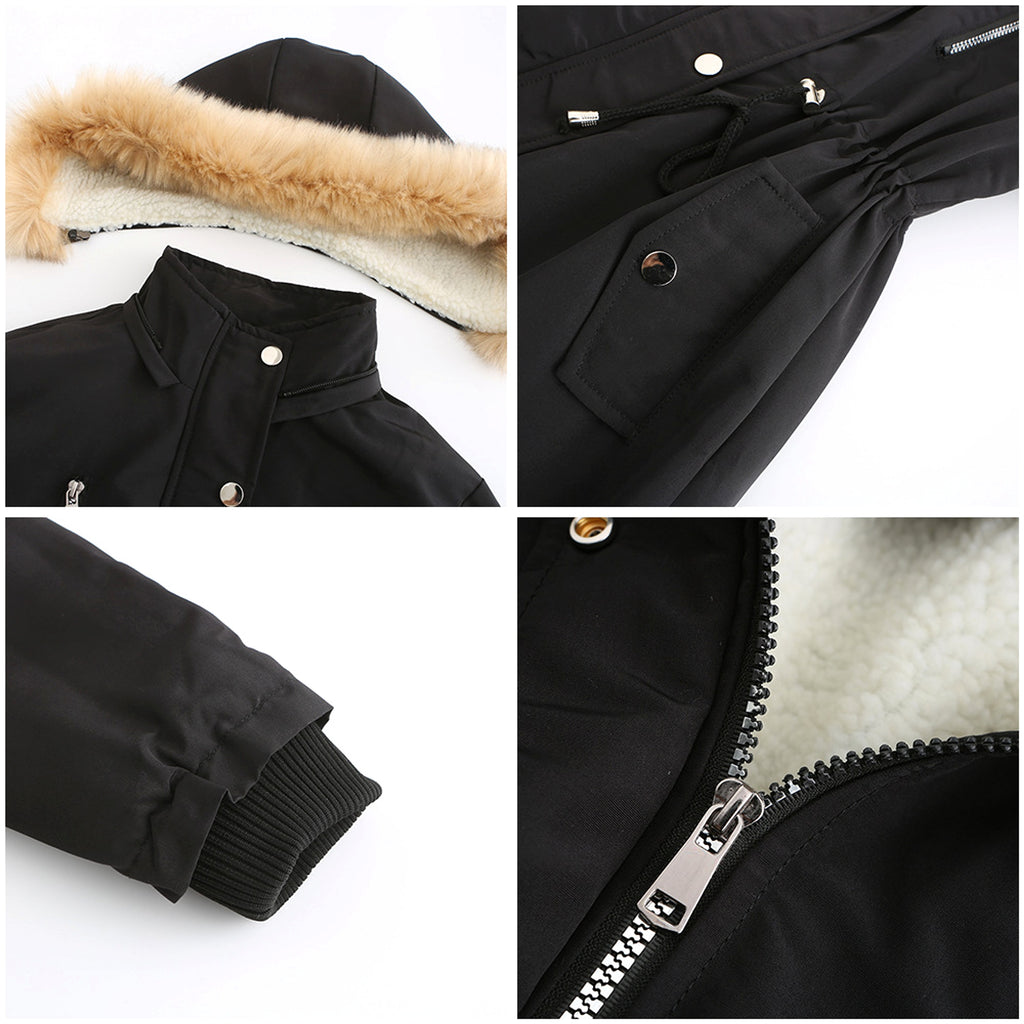 Women's Winter Coat with Detachable Hood – Warm Fleece-Lined Jacket - enhanced image 10