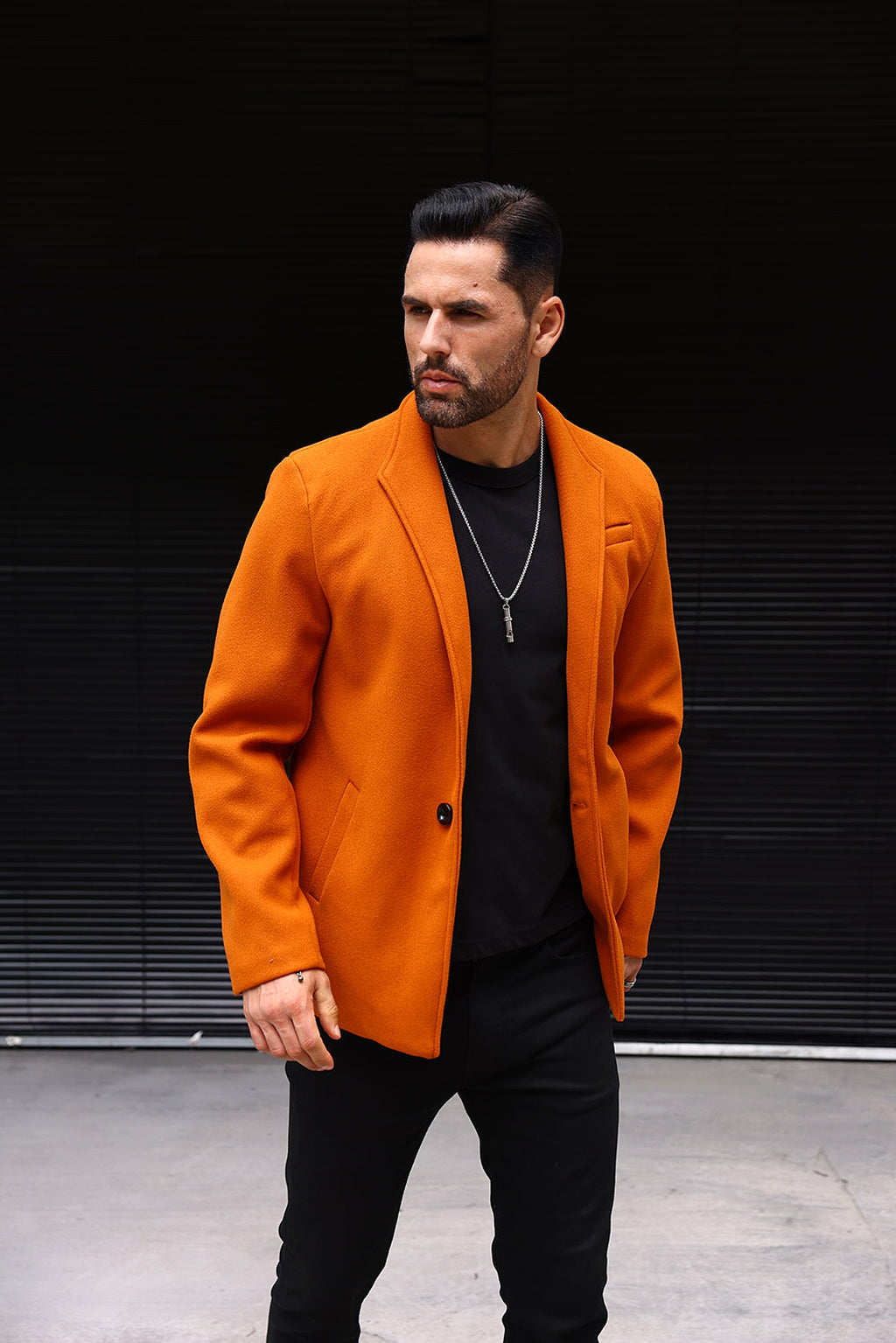 Wool British Polo Collar Solid Color Casual Trench Coat - enhanced image 10