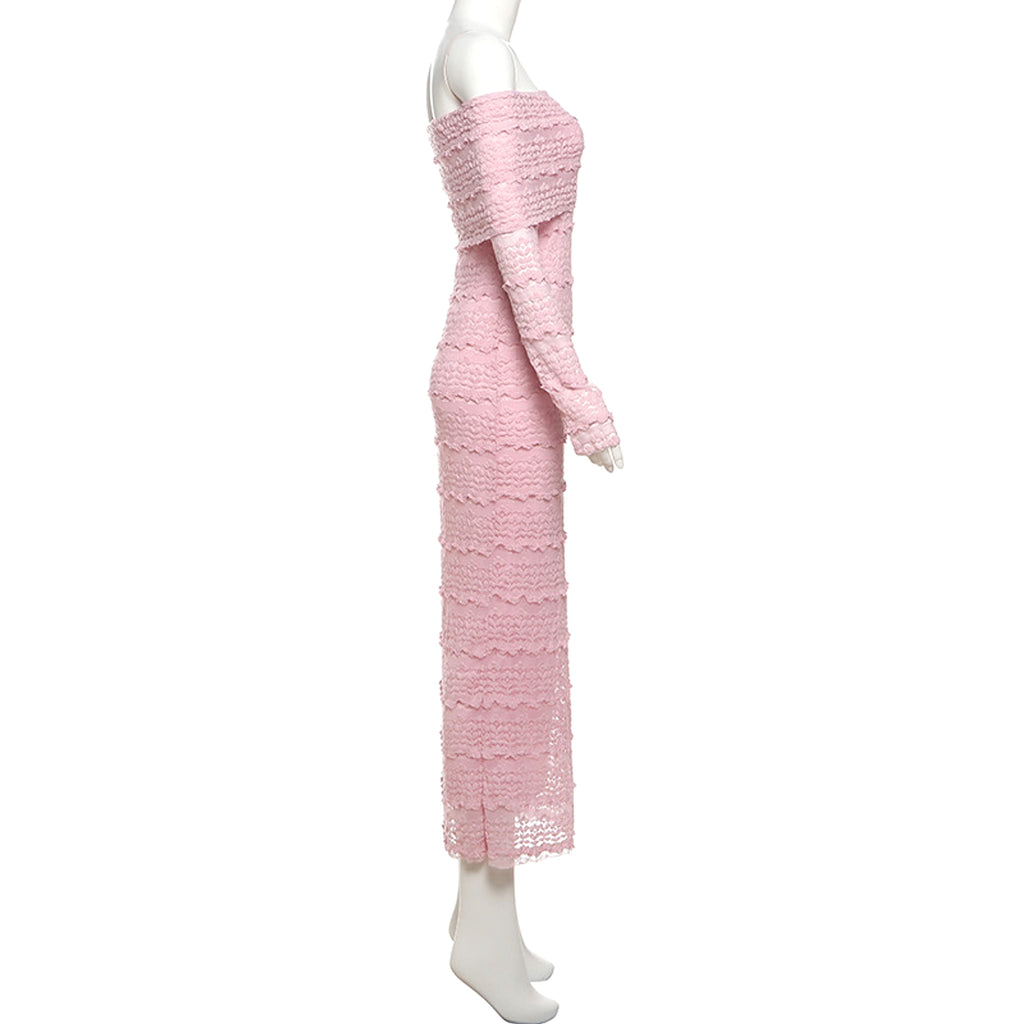25 Edition – Elegant Off-Shoulder Lace Maxi Dress (Socialite Style) - enhanced image 11