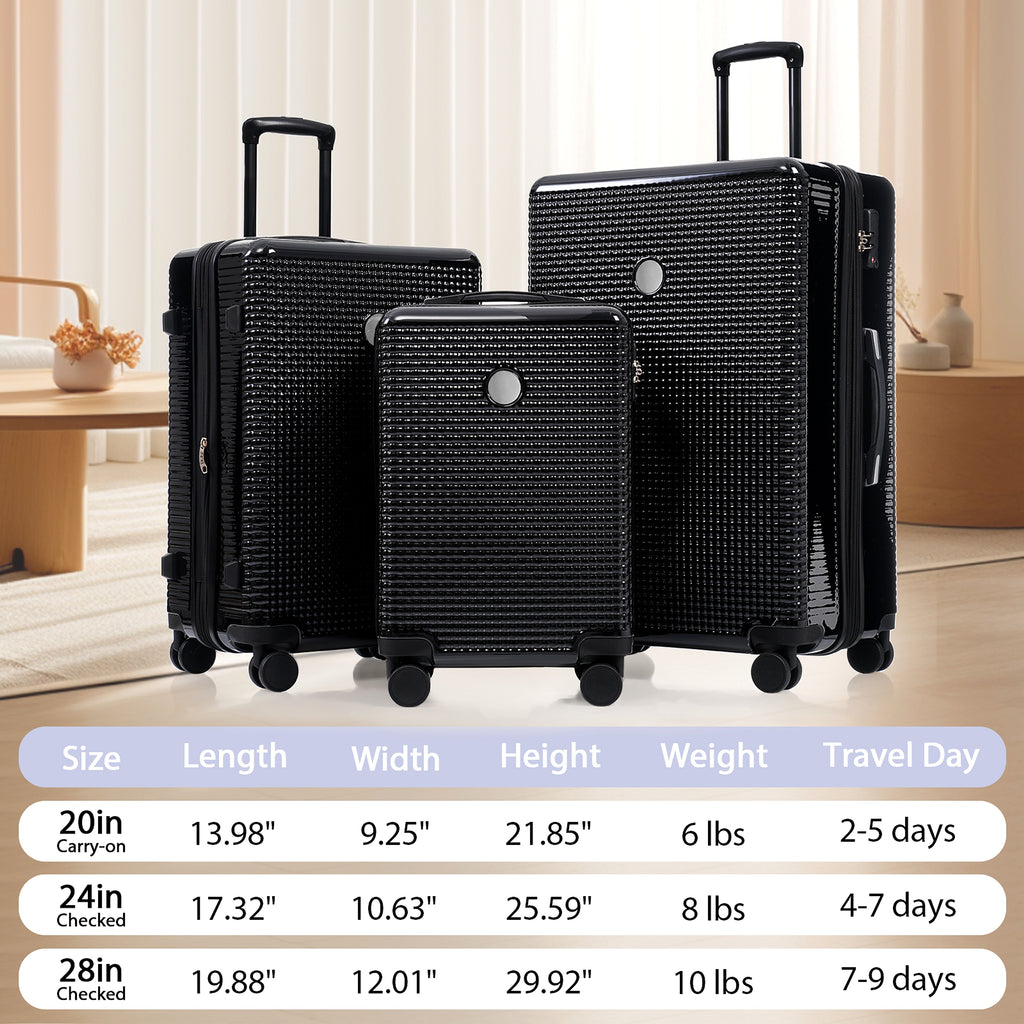 3 Piece Set Of Hard Shell Suitcases With Wheels, Light Expandable Travel Suitcase With TSA Lock - enhanced image 11