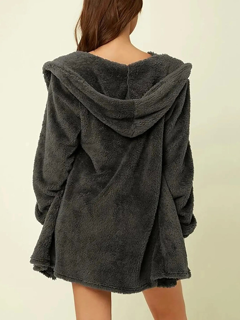 Suits 3pcs Winter Solid Color Double-sided Plush Warm Thickened Hooded Set Pajama - enhanced image 11