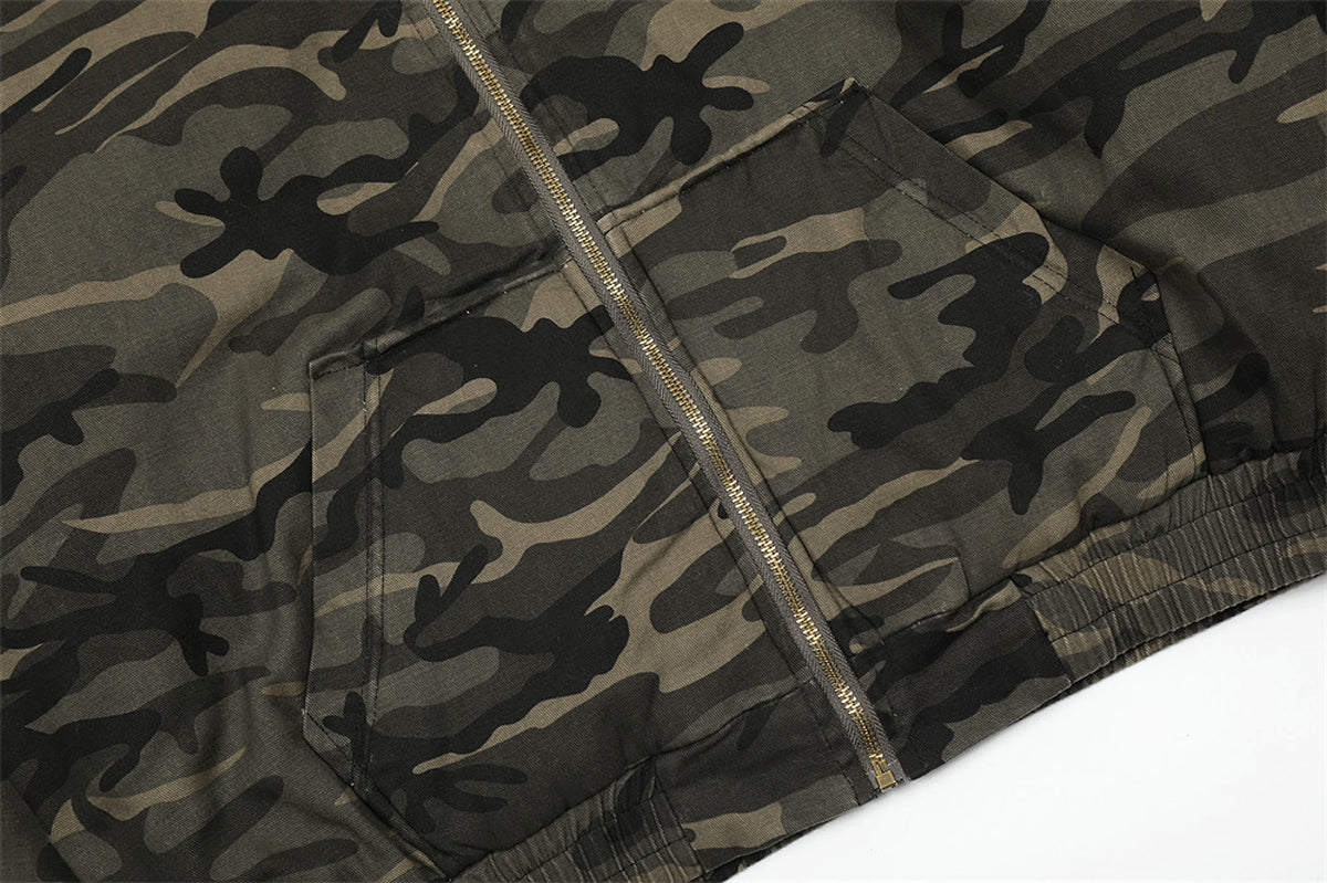 American Retro Camouflage Hooded Cotton Jacket For Men - enhanced image 11