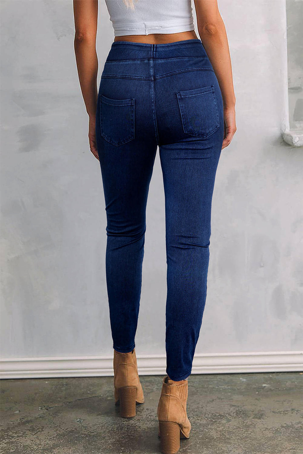 Ashleigh Blue Solid Color High Waist Stretchy Slim Fit Jeggings - enhanced image 11