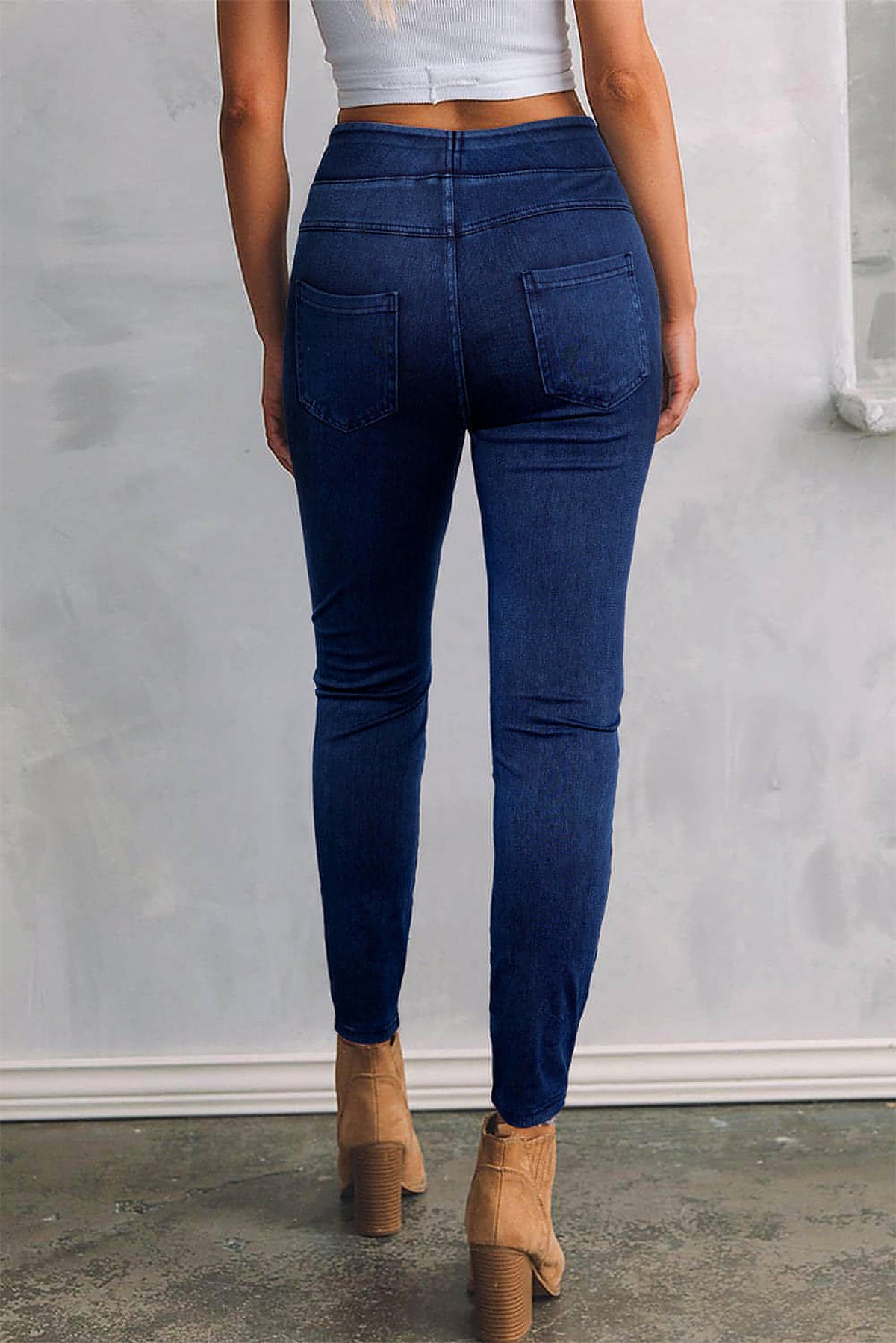 Ashleigh Blue Solid Color High Waist Stretchy Slim Fit Jeggings - enhanced image 11