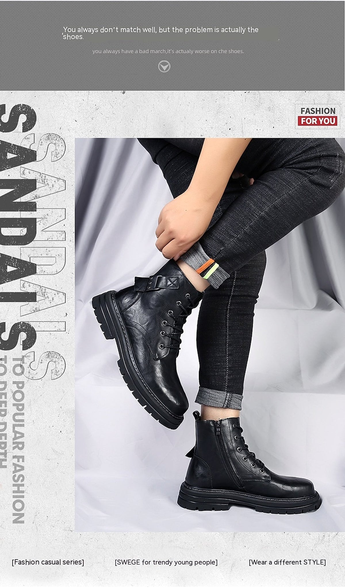 Autumn And Winter Cowhide Casual Mens Boots Thick Bottom Round Toe Warm - enhanced image 11