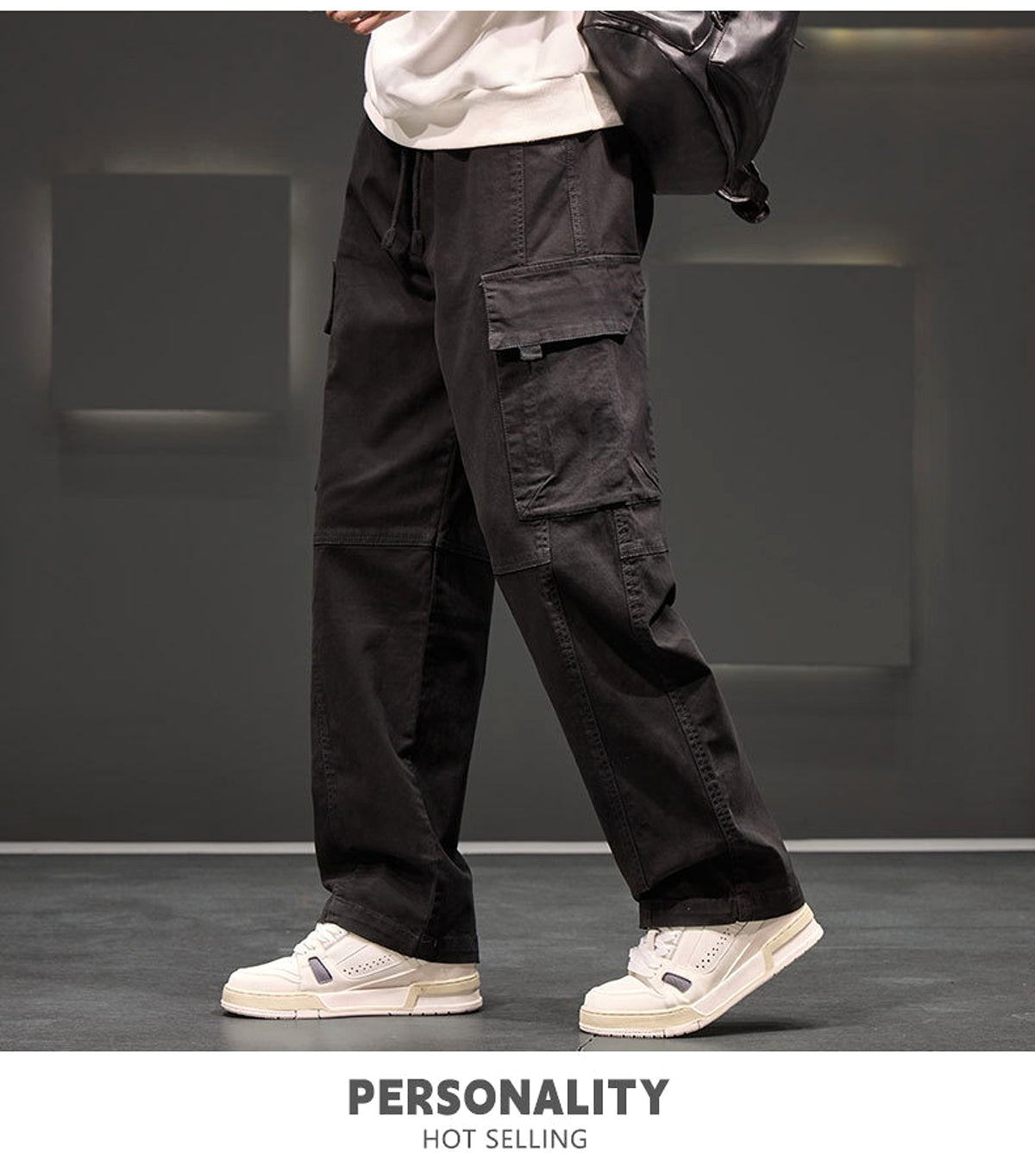 Autumn And Winter New Straight Loose Oversized Cargo Pants Jeans Men - enhanced image 11