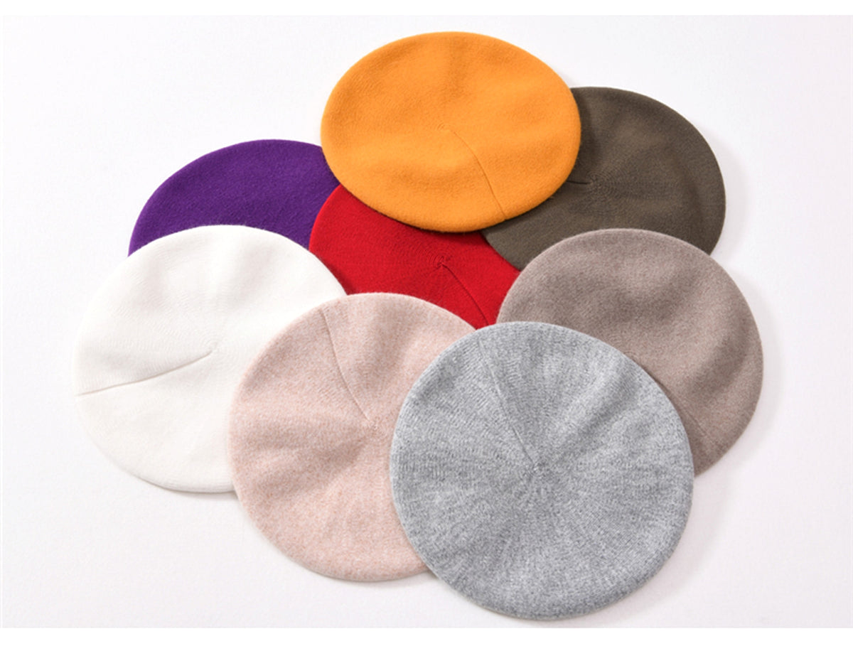 Autumn Winter Berets Hat Women Casual Knitted Wool Beret Wit - enhanced image 11