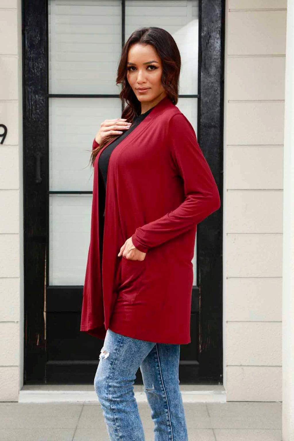 Basic Bae Full Size Open Front Long Sleeve Cardigan with Pockets - enhanced image 11