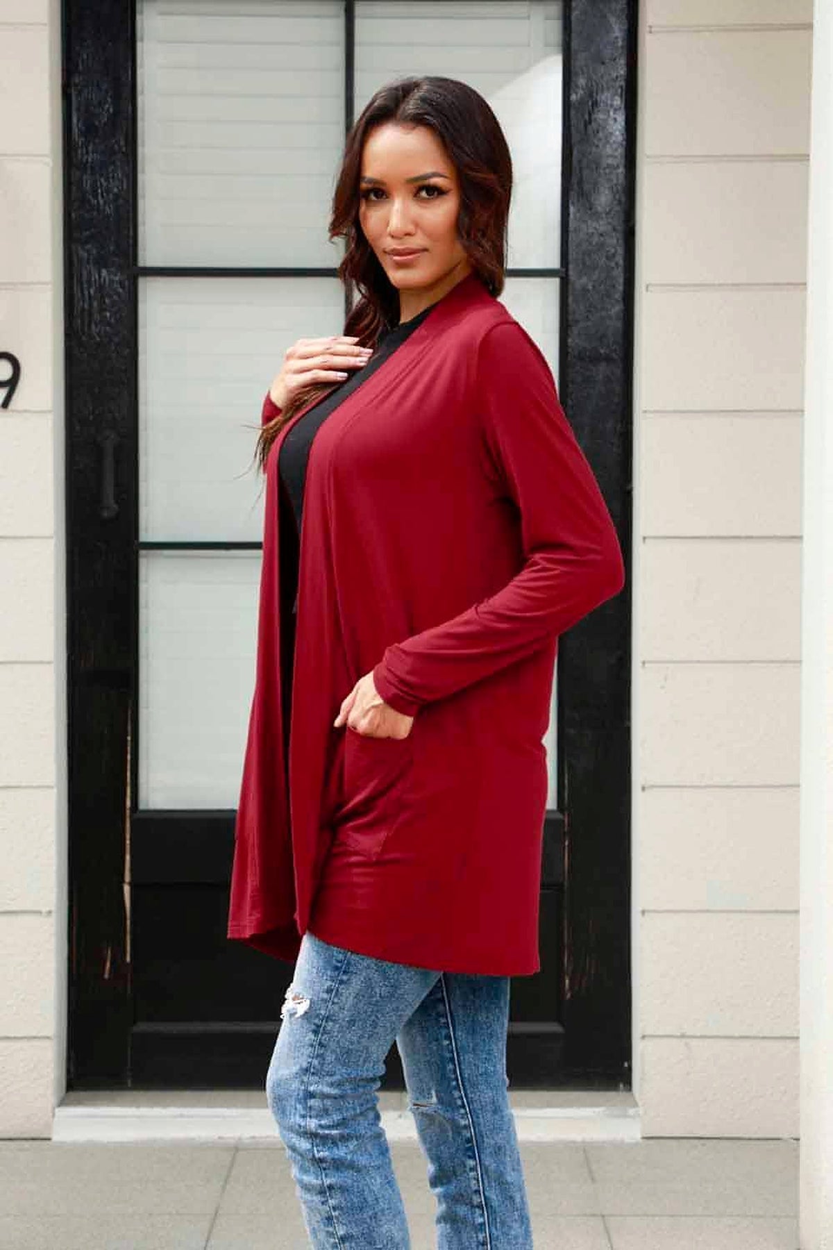 Basic Bae Full Size Open Front Long Sleeve Cardigan with Pockets - enhanced image 11