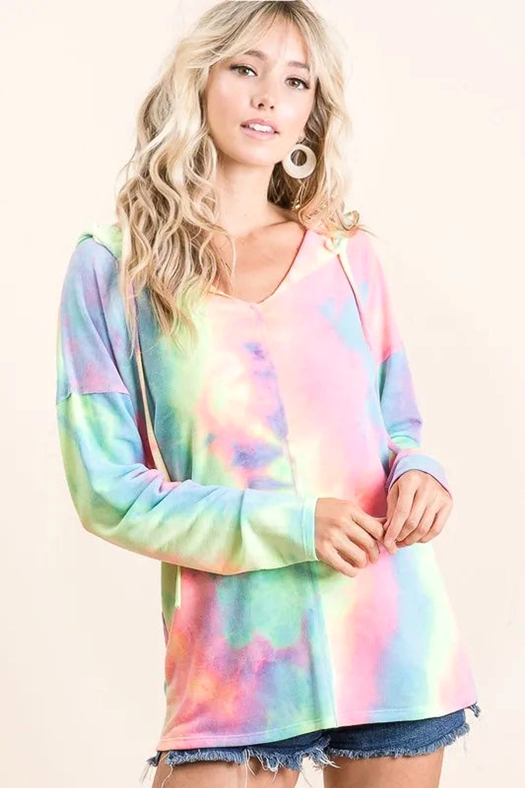 BiBi Tie Dye Terry Long Sleeve Hoodie - enhanced image 11