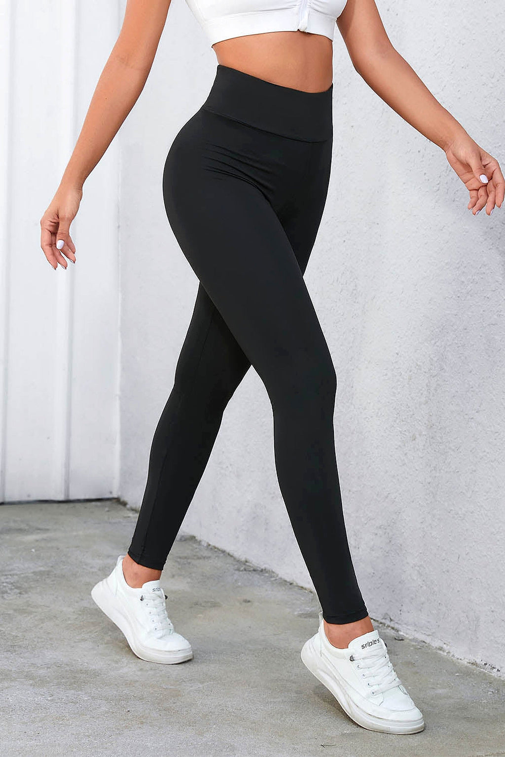 Black Criss Cross Tummy Control High Waist Leggings - enhanced image 11
