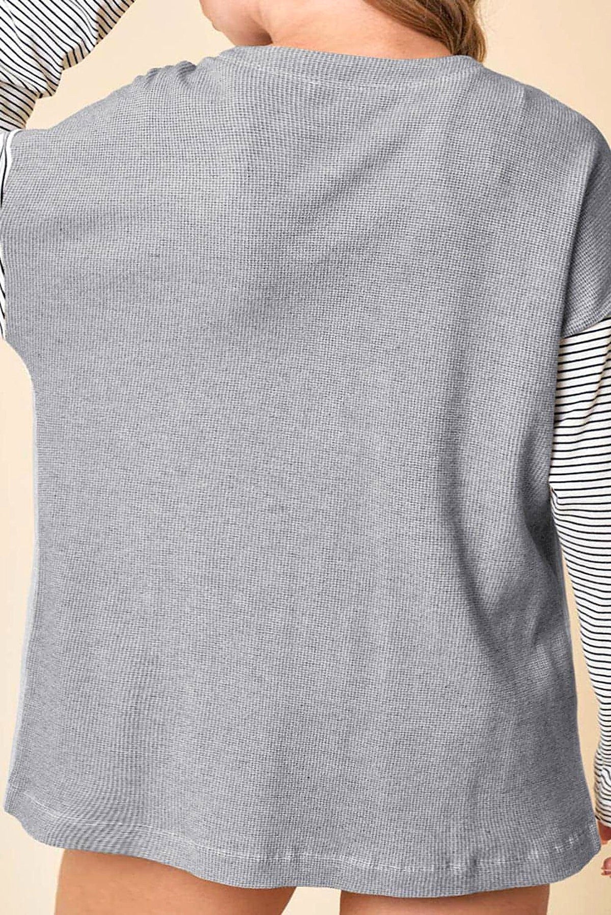 Black Stripe Colorblock Patchwork Open Front Cardigan with Pocket - enhanced image 11