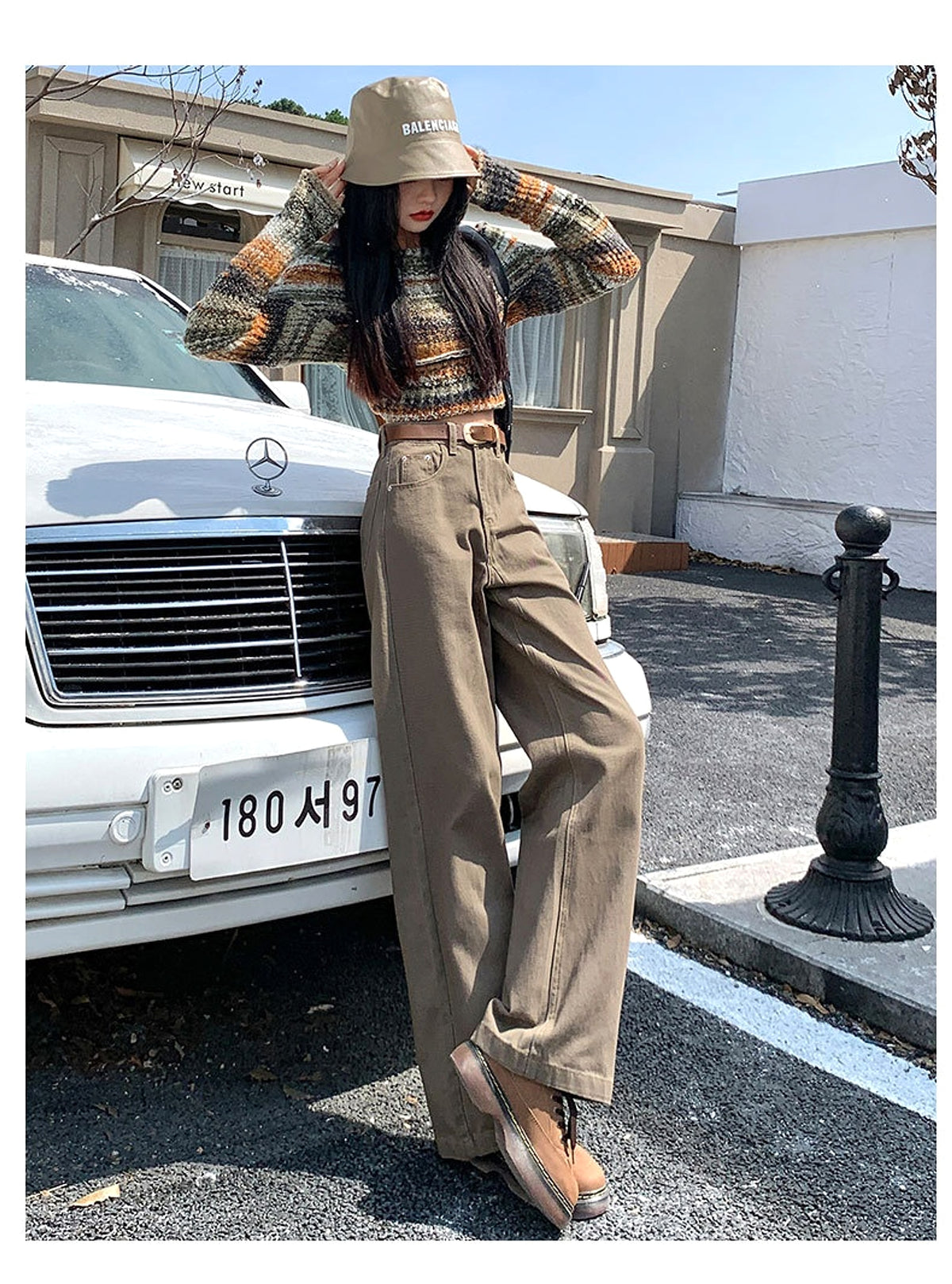 Brown High Waist Retro Jeans - enhanced image 11