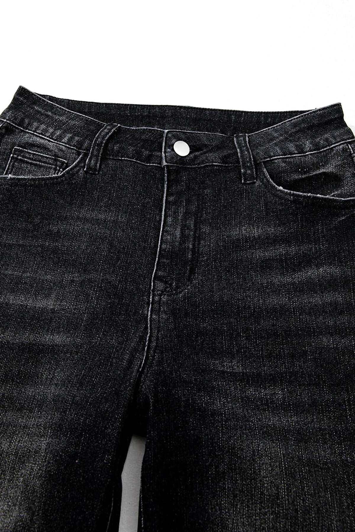 Carbon Grey Mineral Wash Raw Hem High Waist Flared Jeans - enhanced image 11