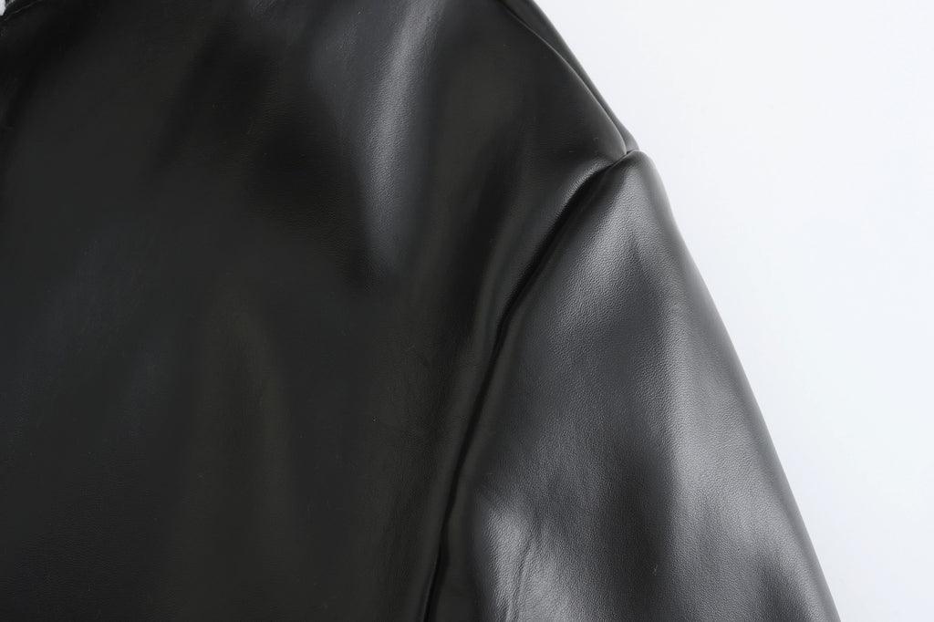 A1. Casual Leather Thickened Loose Fashionable Jacket - enhanced image 11