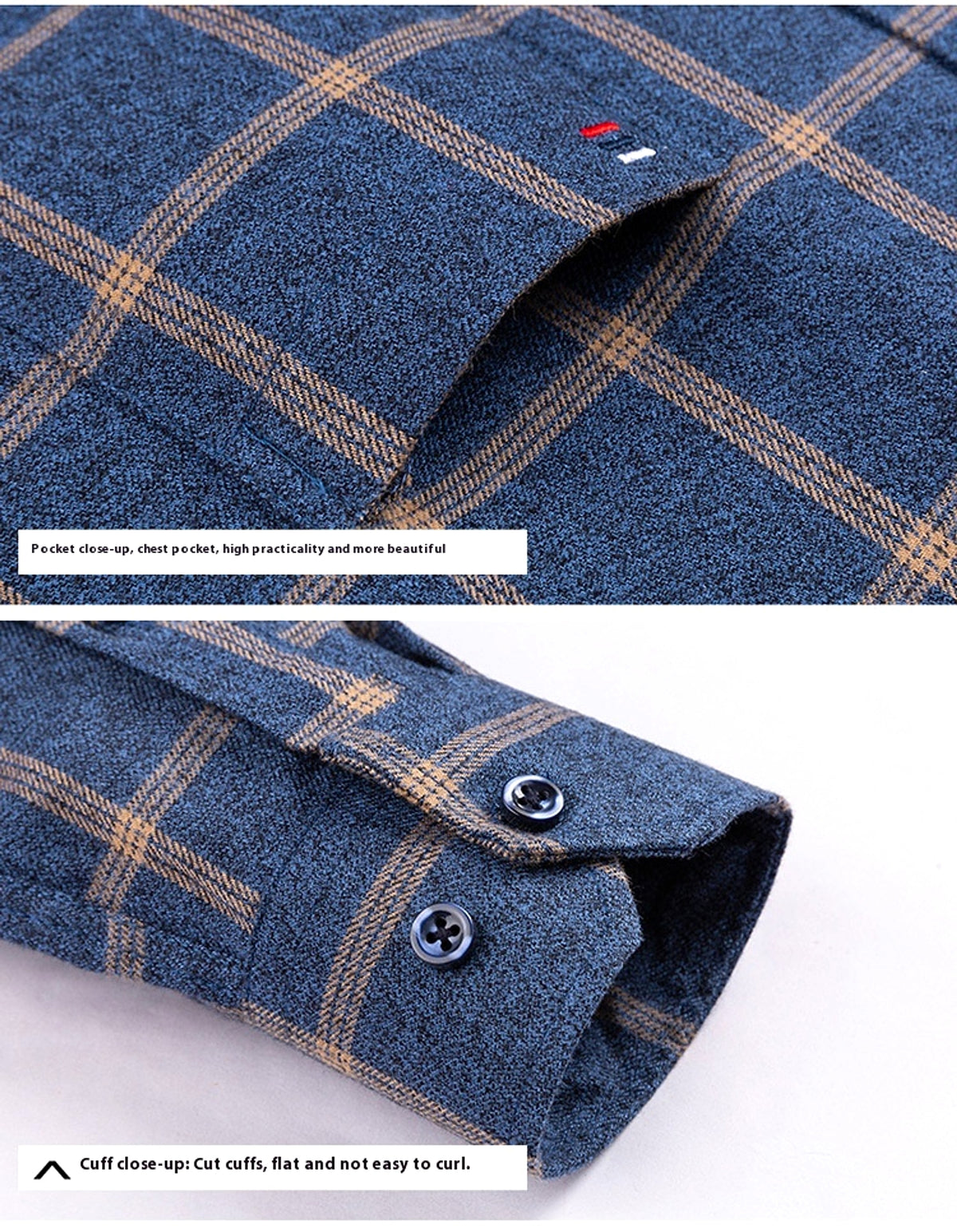 Cotton Long-sleeved DressShirt Plaid Business Slim Fit - enhanced image 11