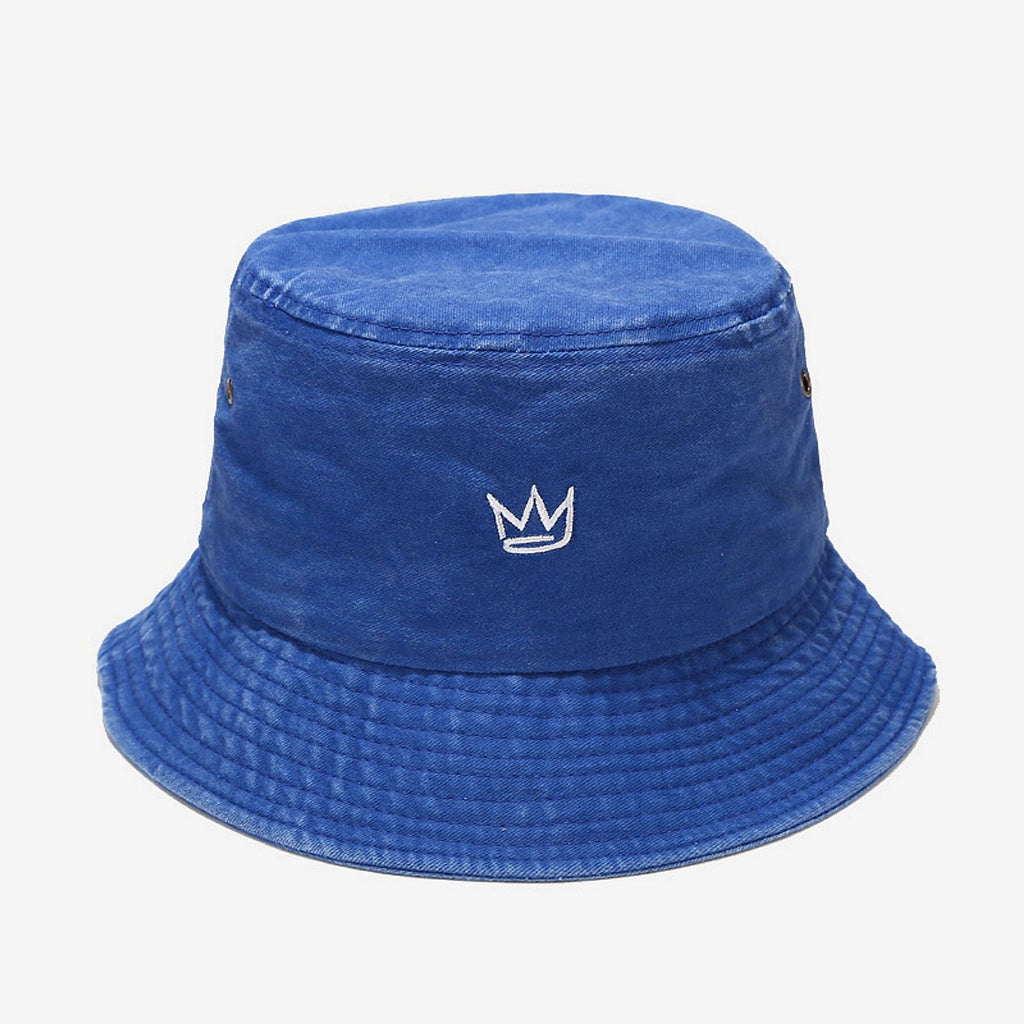 Crown Embroidered Fisherman Hat Washed Cotton Vintage Distressed - enhanced image 11