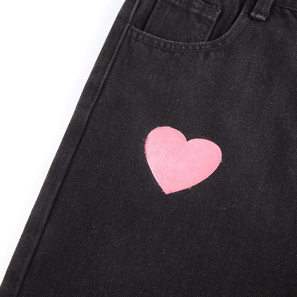 Fashionable love printed jeans women - enhanced image 11