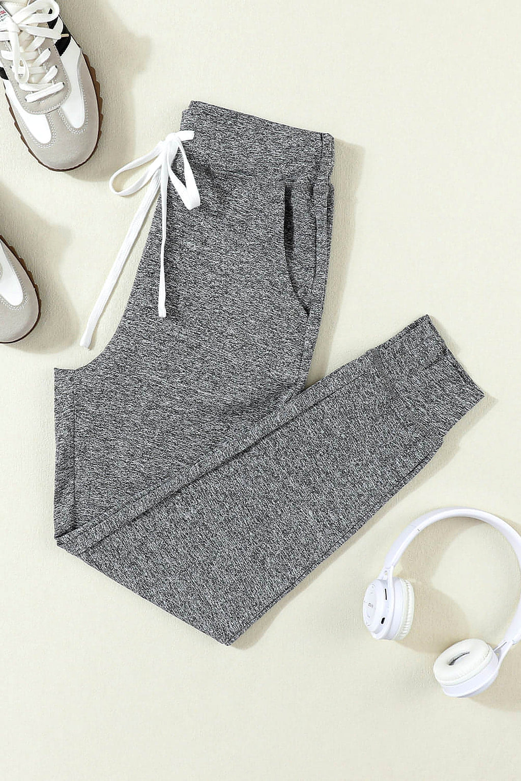 Gray Drawstring Waist Pocketed Joggers - enhanced image 11