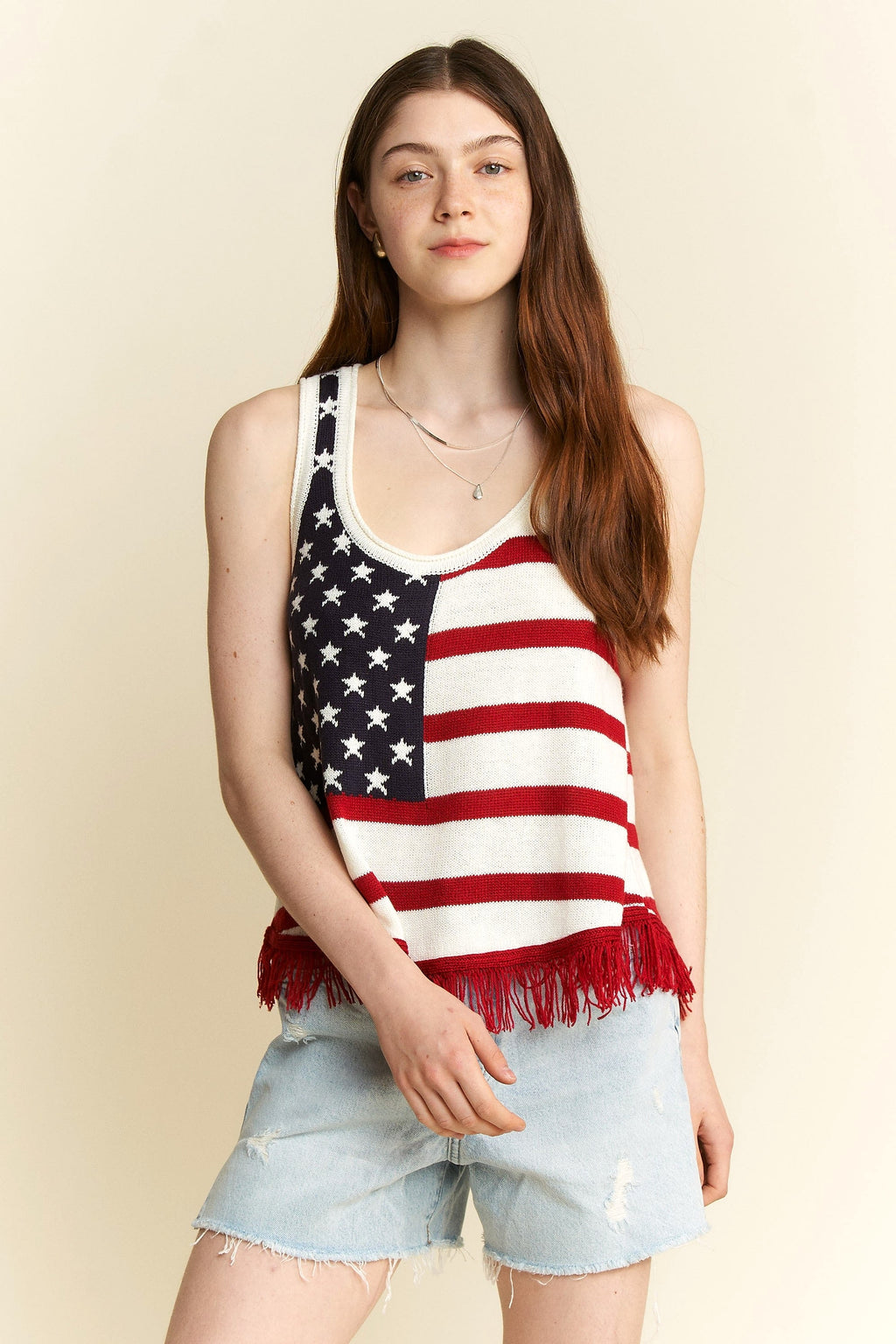 Jade By Jane American Flag Fringe Tank Top - enhanced image 11
