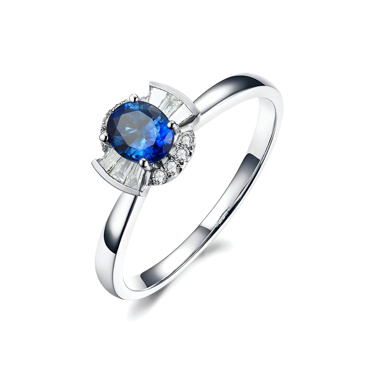 Sapphire & Diamond Inlaid 18K Gold Women's Ring - enhanced image 11