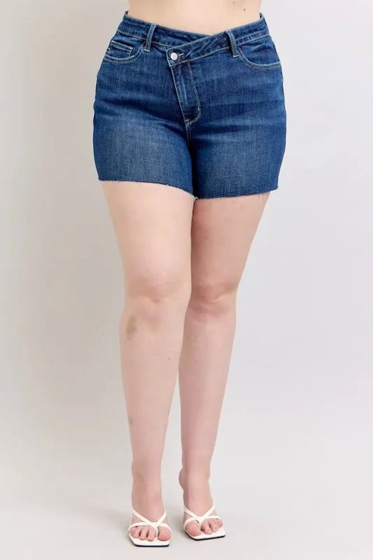Judy Blue Full Size High Waist Criss-Cross Waistband Denim Shorts Plus Size - enhanced image 11
