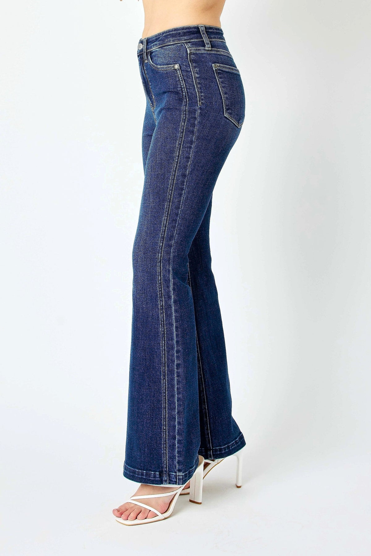 Judy Blue Full Size Hw Angled Side Seam Detail Flare Jeans Plus Size - enhanced image 11