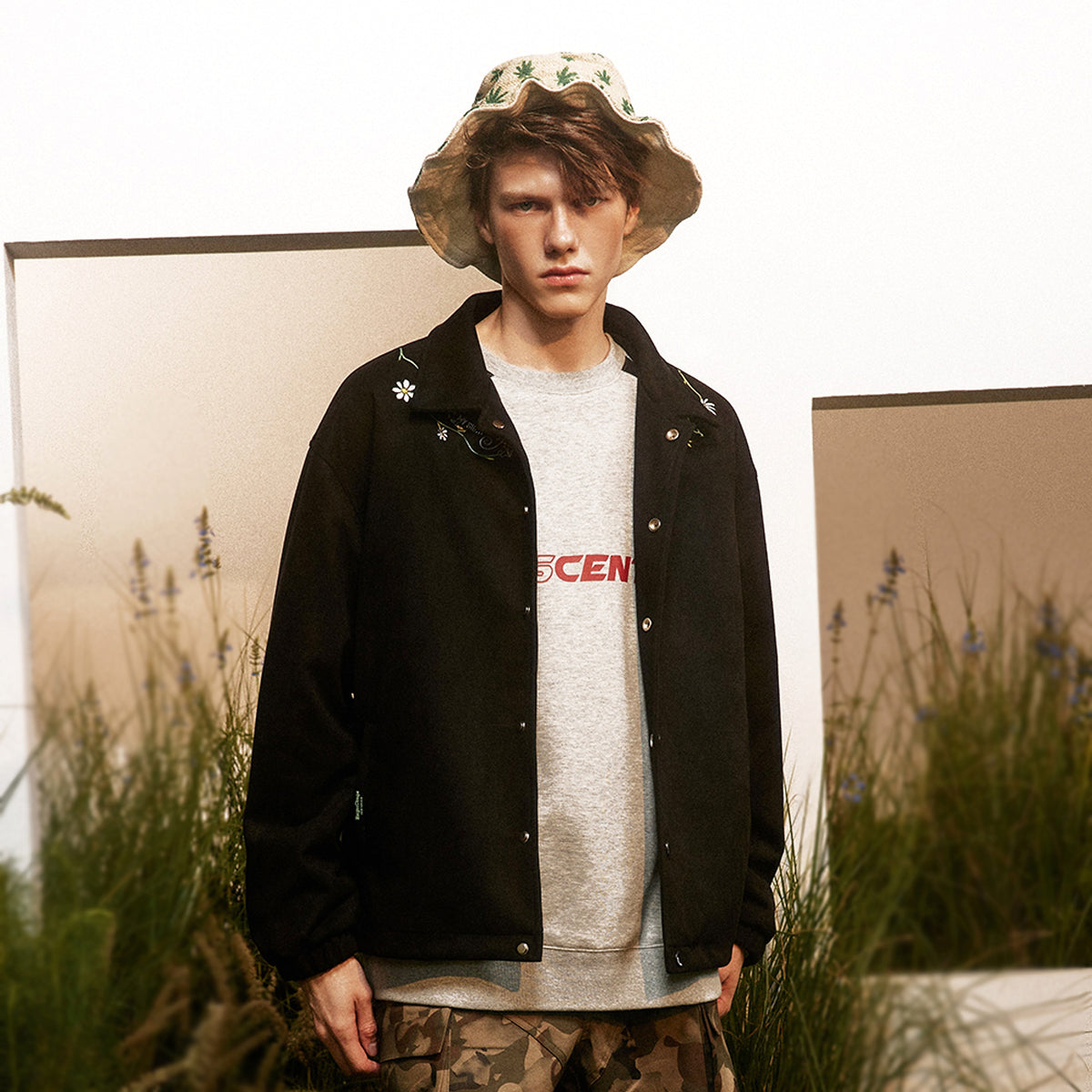 Letter Floral Embroidered Jacket For Men - enhanced image 11