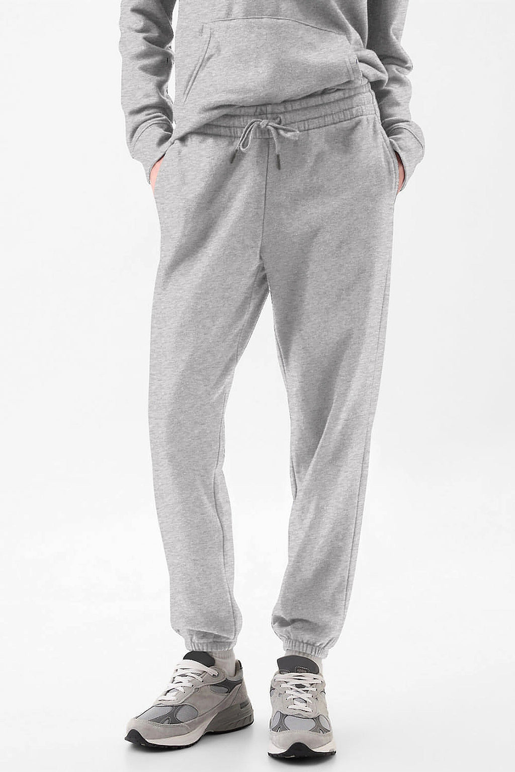 Light Grey Solid Color Fleece Lined Drawstring Waist Joggers - enhanced image 11