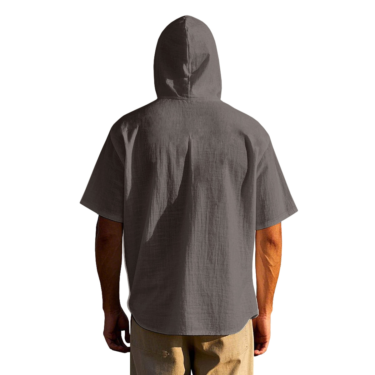 Loose Hooded Short-sleeved Shirt For Men - enhanced image 11