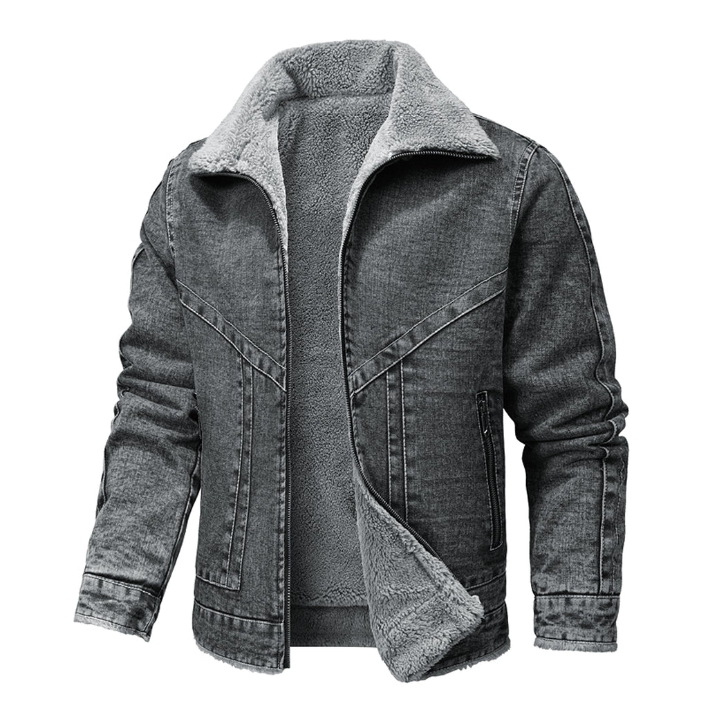 A.1 Men's Fleece-lined CottonCasual Jacket Coat Lambswool - enhanced image 11