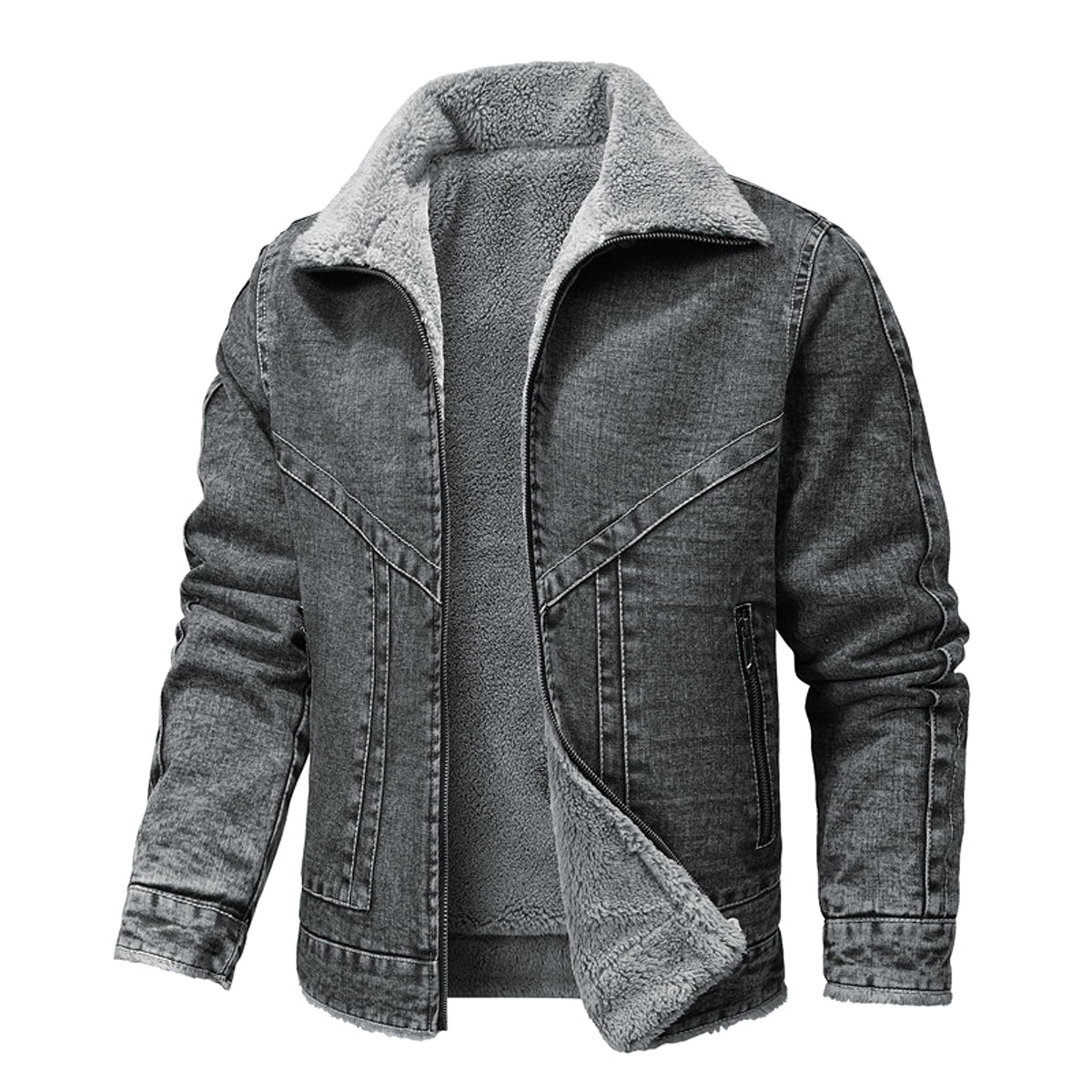 A.1 Men's Fleece-lined CottonCasual Jacket Coat Lambswool - enhanced image 11