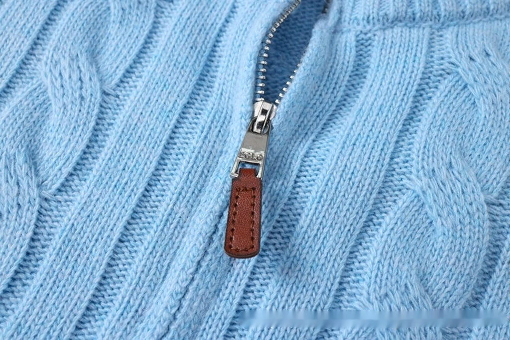 Men's Half-height Zip Twist Knit Bottoming Shirt - enhanced image 11