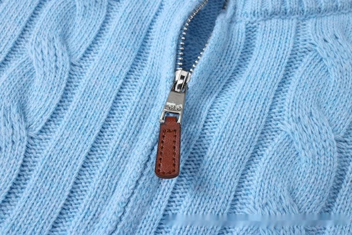 Men's Half-height Zip Twist Knit Bottoming Shirt - enhanced image 11