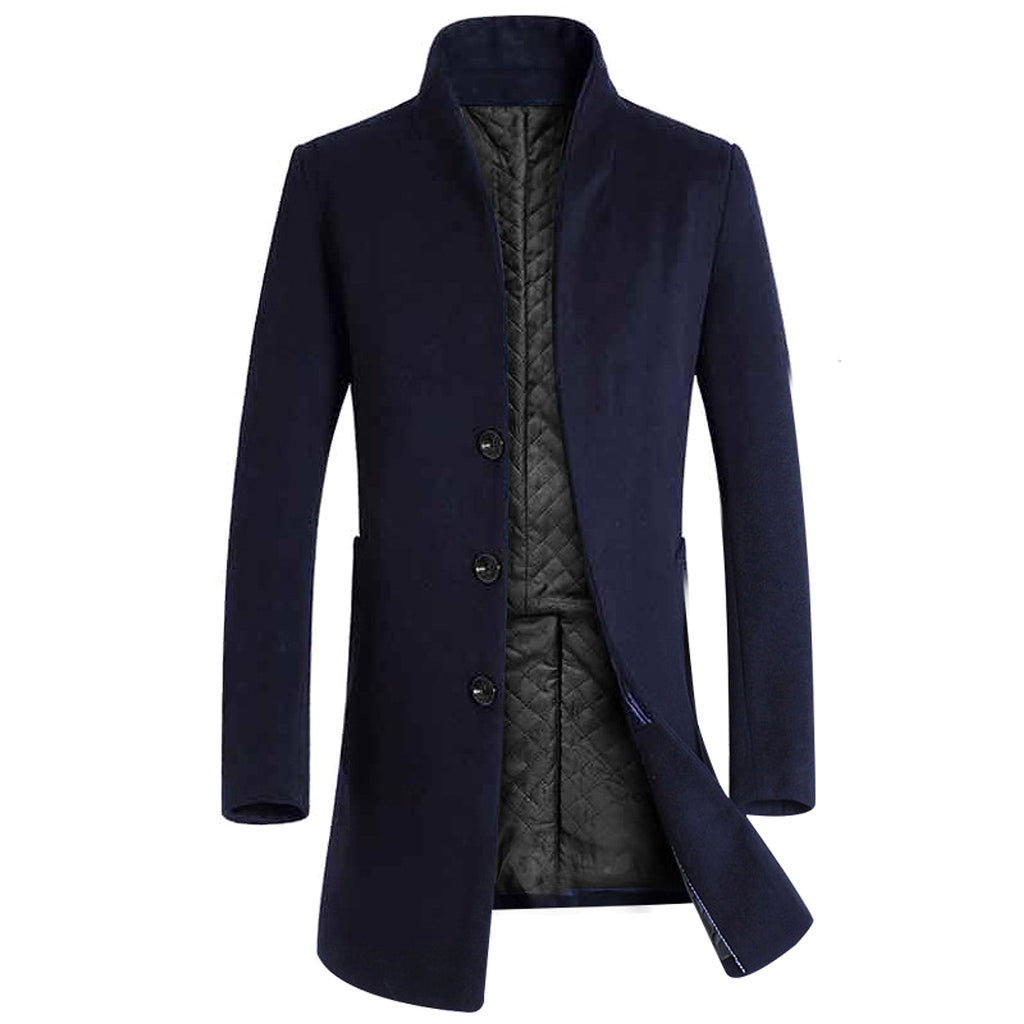 Men's long woolen coat trench coat - enhanced image 11
