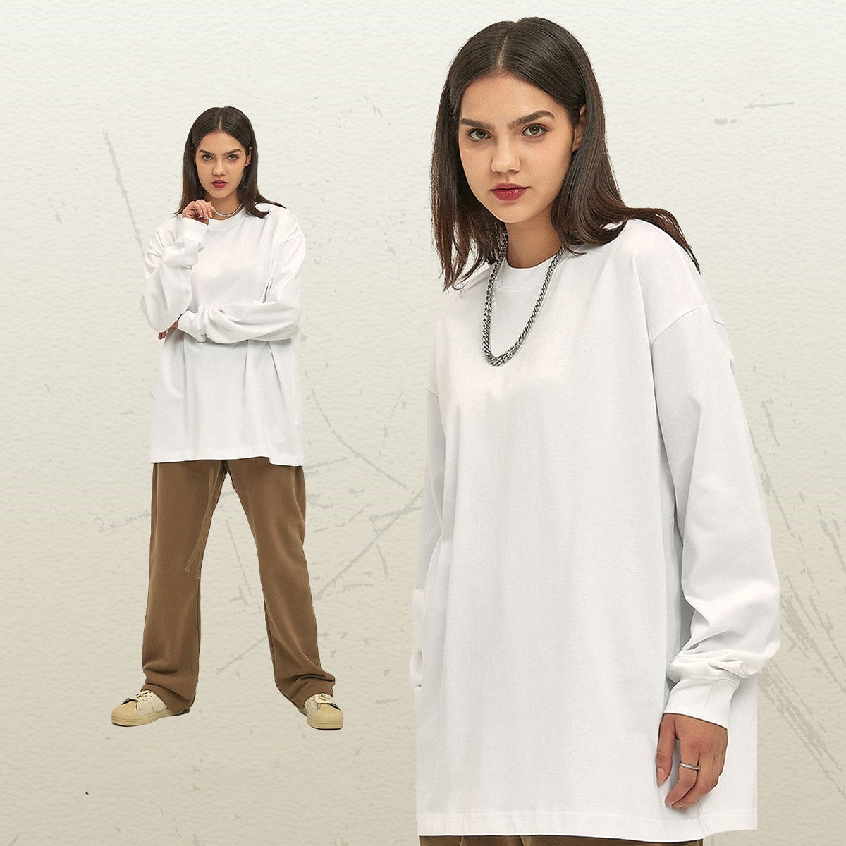 Men's Loose Long-sleeved T-shirt Top