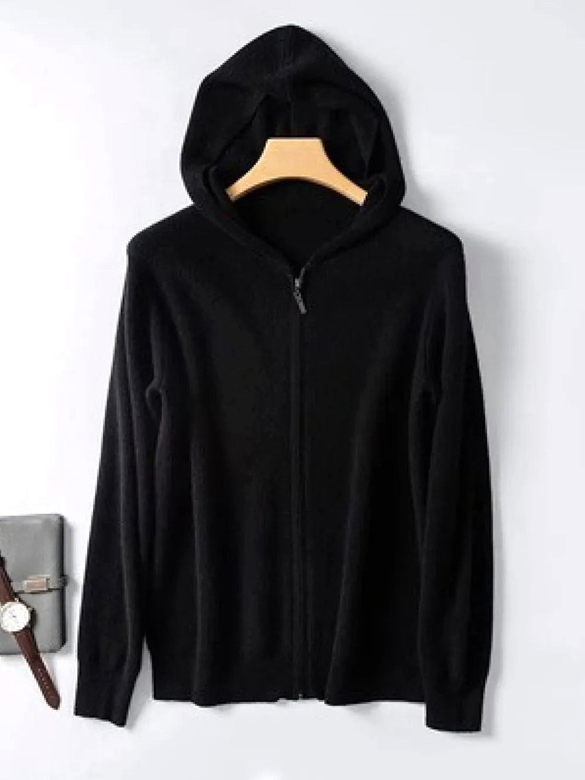 Men's Plus Size Zip-Up Hooded Knit Cardigan - enhanced image 11