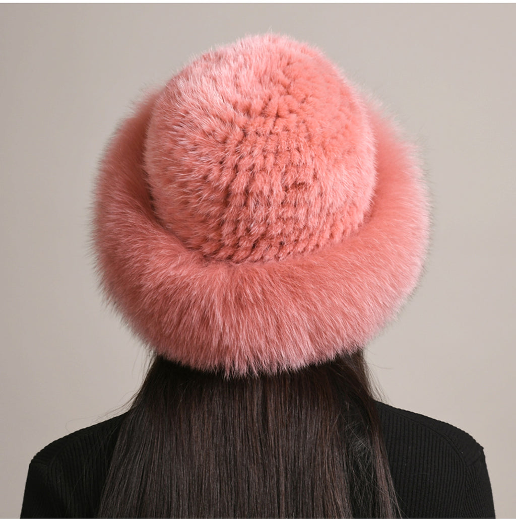 Mink Hair Hat Lady Braided Fur Winter Winter - enhanced image 11