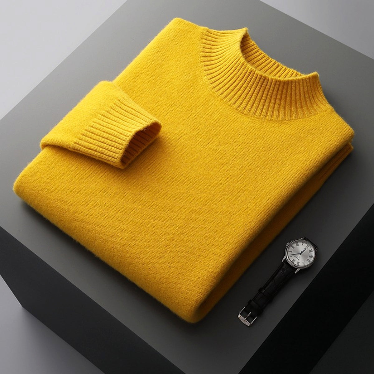 Mock Neck Sweater Men's Pure Wool - enhanced image 11