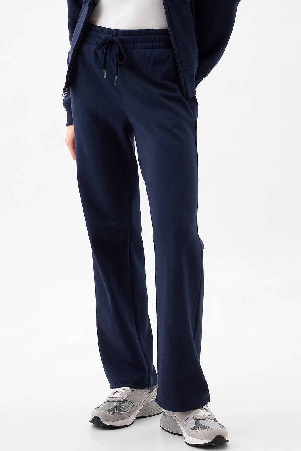 Navy Blue Solid Color Fleece Lined Drawstring Waist Casual Pants - enhanced image 11